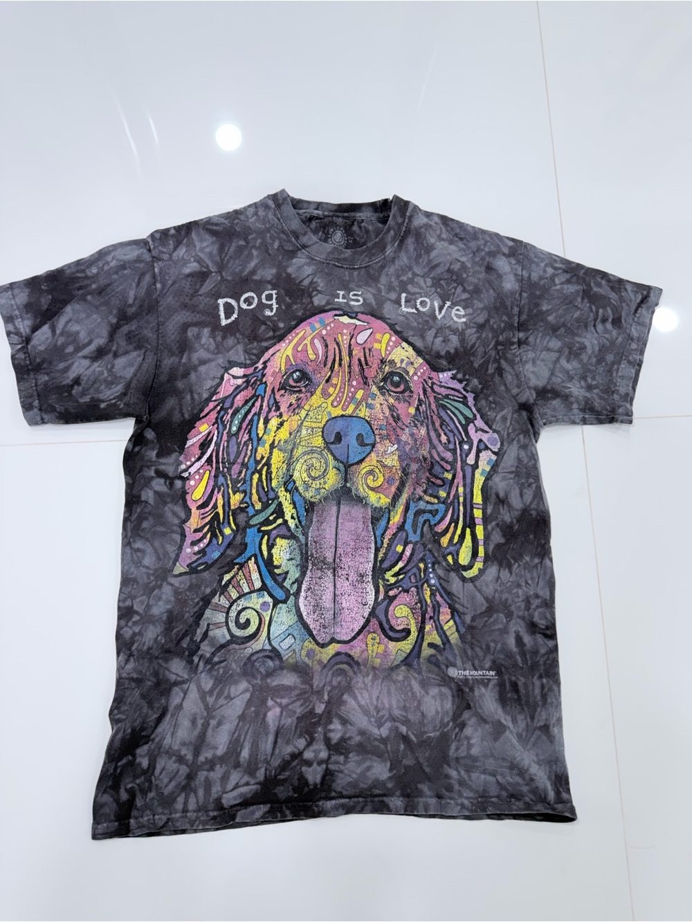 Vintage The Mountain Dog Is Love Graphic Tee Psychedelic Tie Dye Y2K Size M
